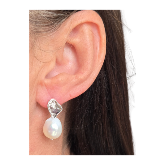 Abstract Elegance Pearl Earrings