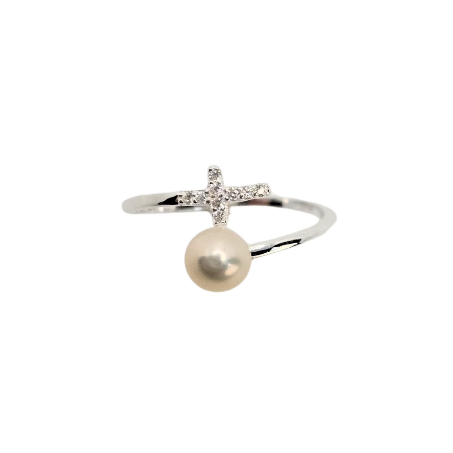 Grace Cross Pearl Ring
