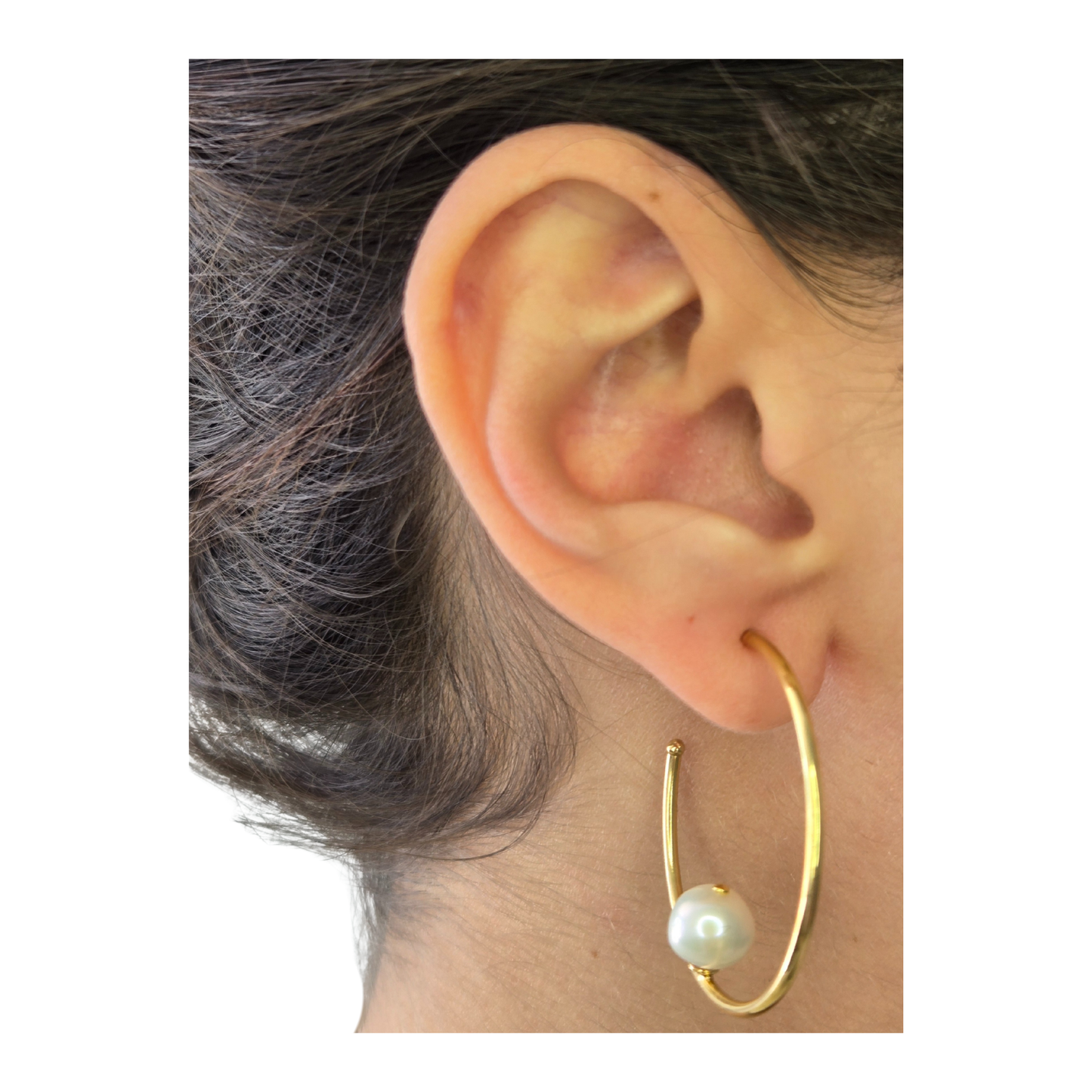 Orbit Hoop Pearl Earrings