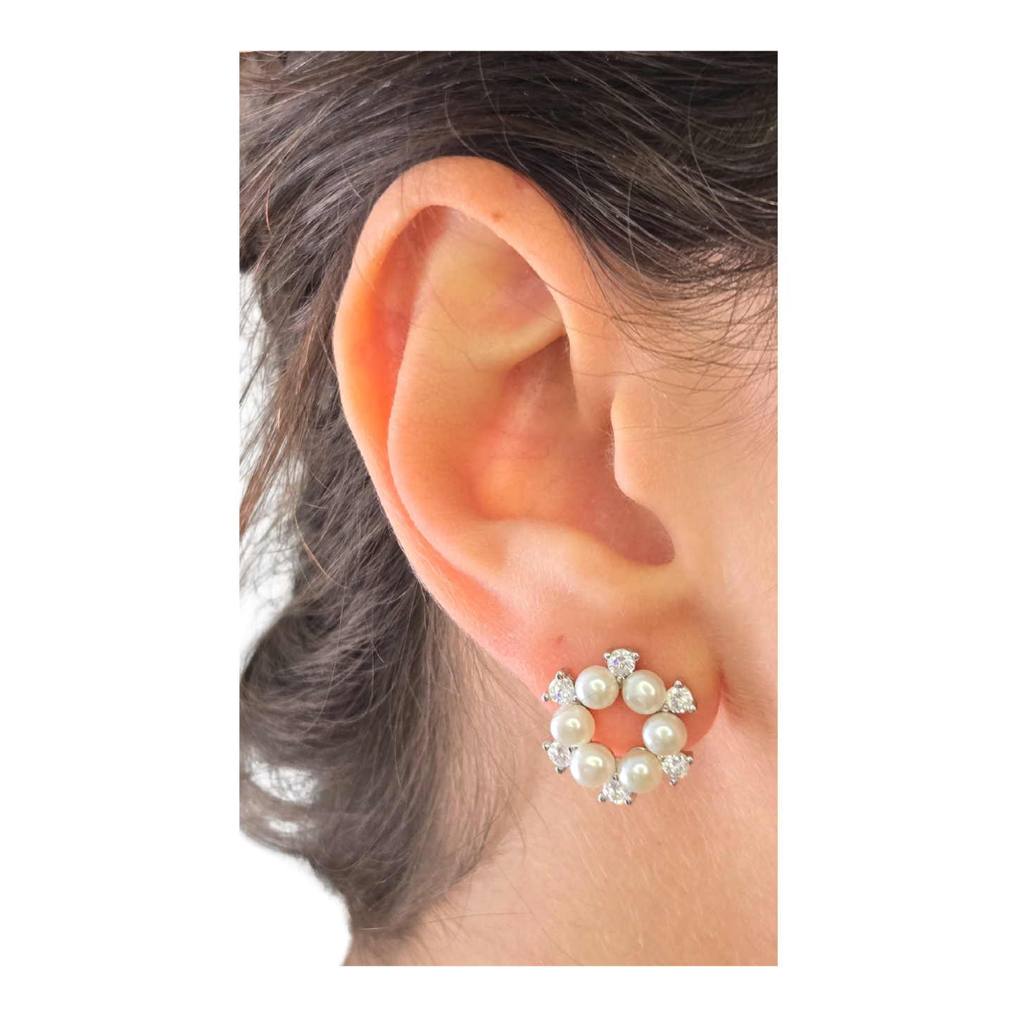 Crystal Bloom Pearl Studs