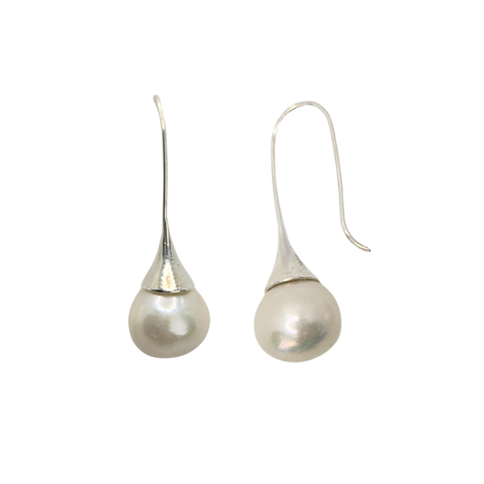 Drop Stem Pearl Earrings