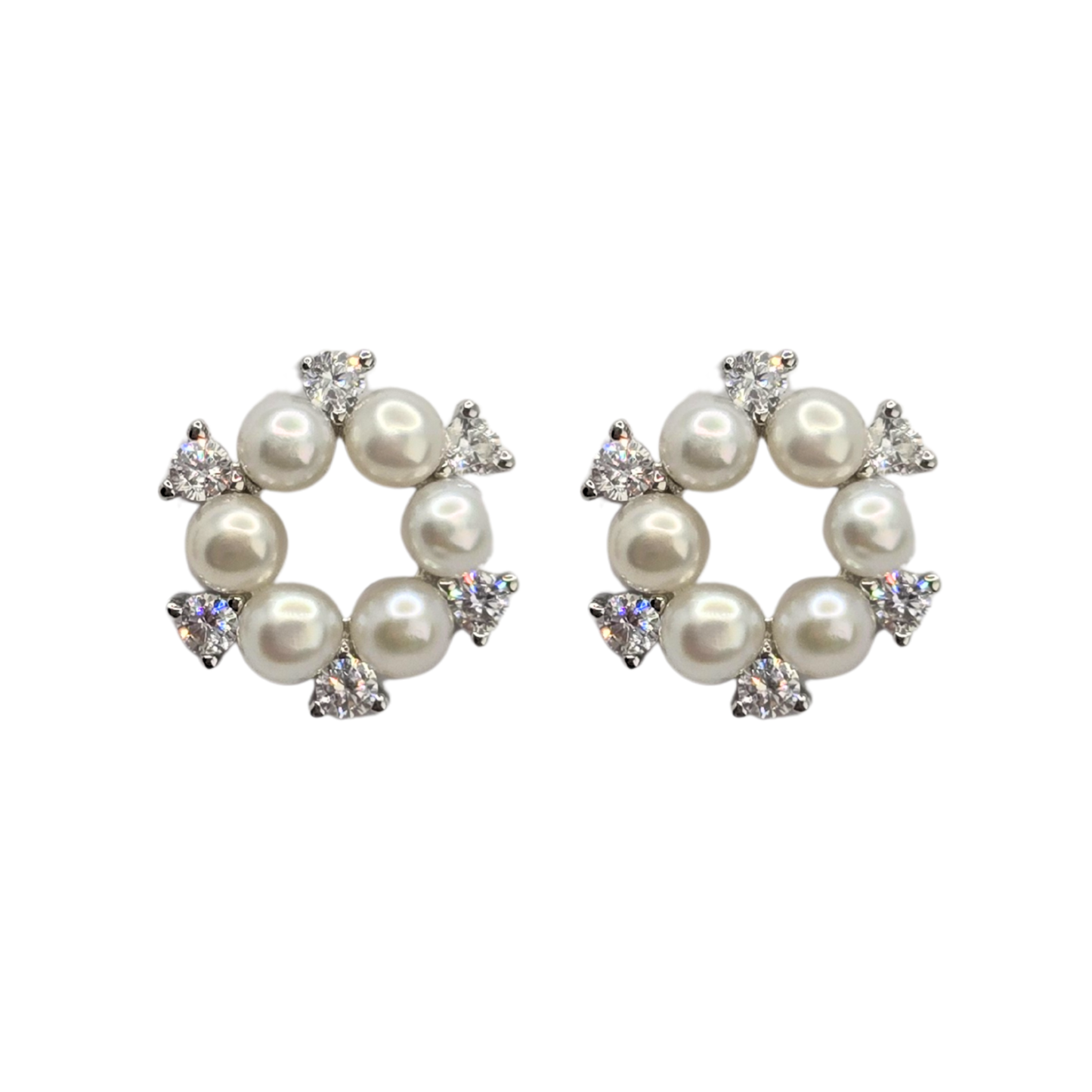 Crystal Bloom Pearl Studs