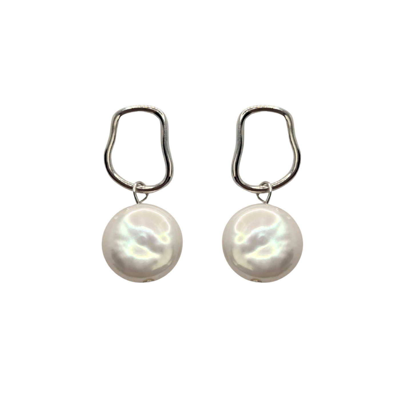 Contour Drop Pearl Earrings