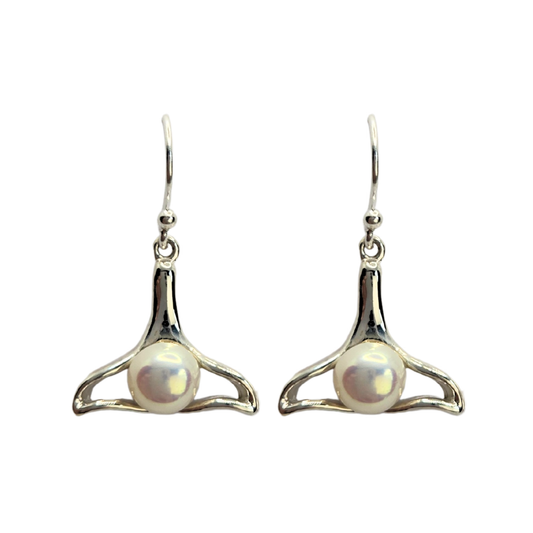 Whale Tail Pearl Earrings