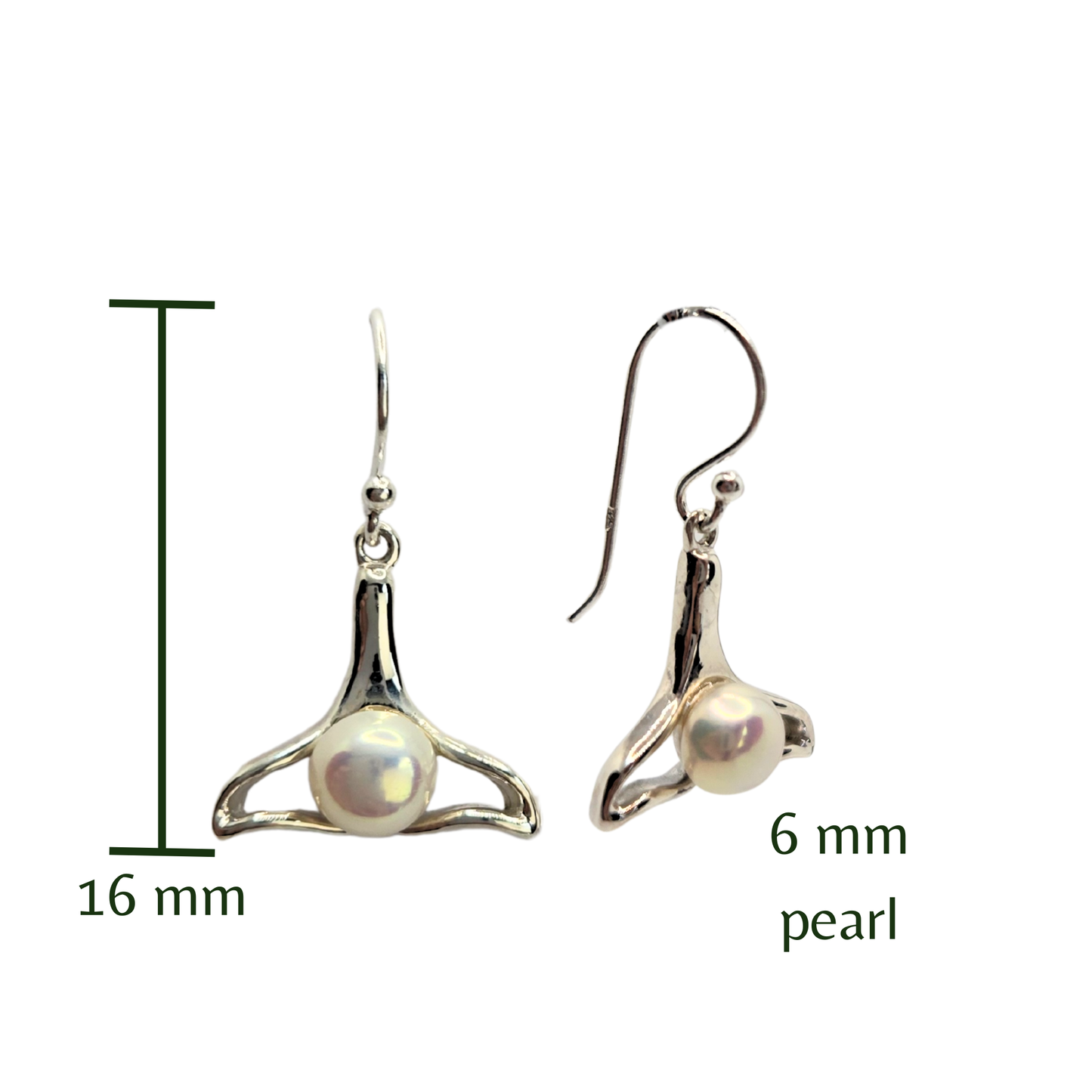 Whale Tail Pearl Earrings