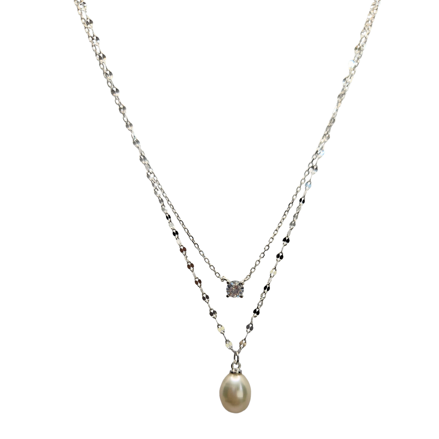 Twin Chain Pearl Necklace