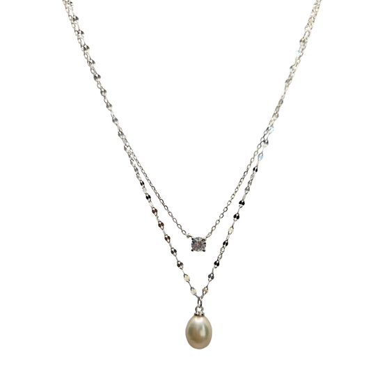 Twin Chain Pearl Necklace